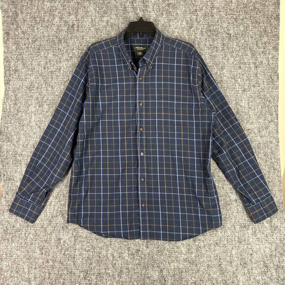 Eddie Bauer Shirt Mens Large Black Plaid Business Casual Relaxed Fit Button-Down - Picture 1 of 6